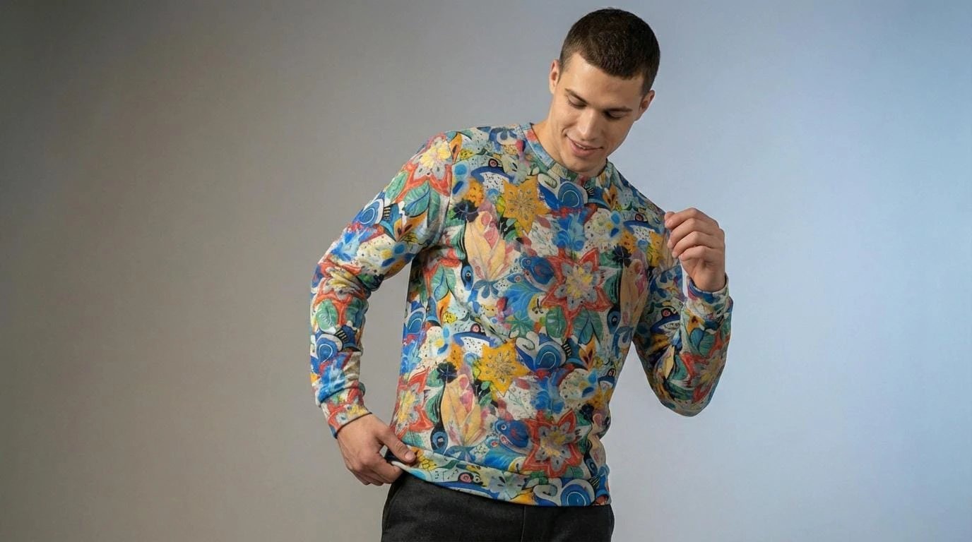 Floral Fusion Maximalist Crewneck for Dopamine-Dressing Streetwear Heads — 310gsm Cotton AOP, Psychedelic Eye Floral Collage