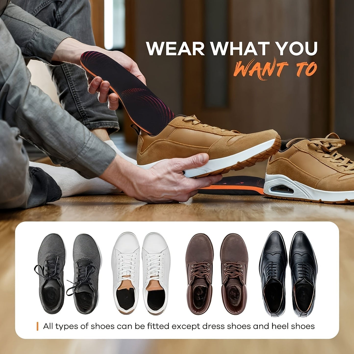 High Arch Support Insoles, Breathable PU Material, Shock Absorption TJR7C5K