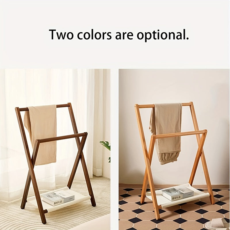 Solid Wooden Foldable Clothes Rack - XV0S