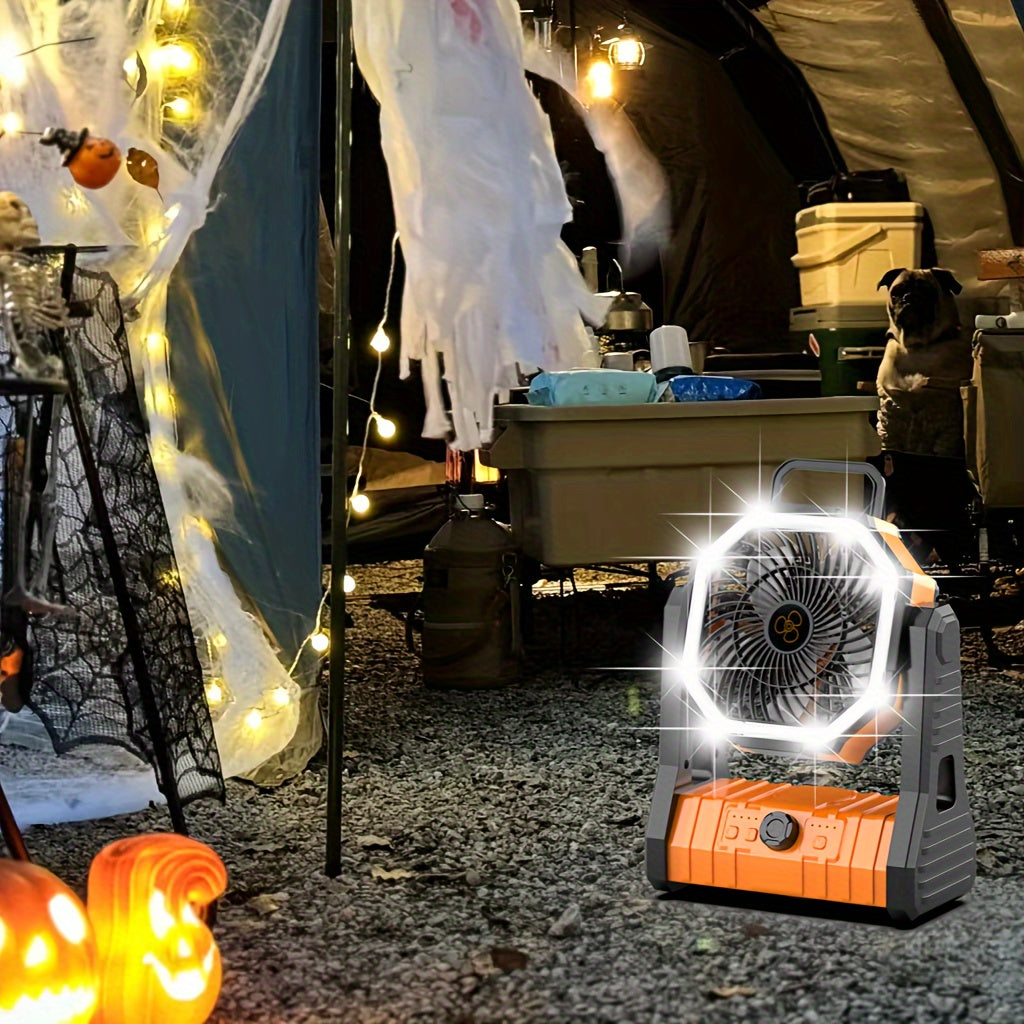 Portable Camping Fan, USB Rechargeable, LED Light, Cooling – TJR4M8Y