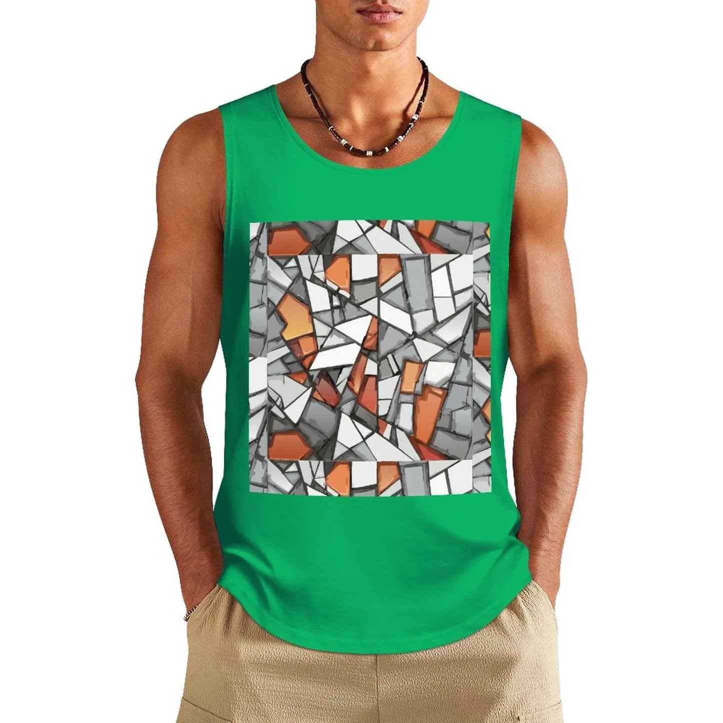 Graffiti Frame Cotton Tank Top — Teal Tank with Street Art Chest Print for Summer Sessions