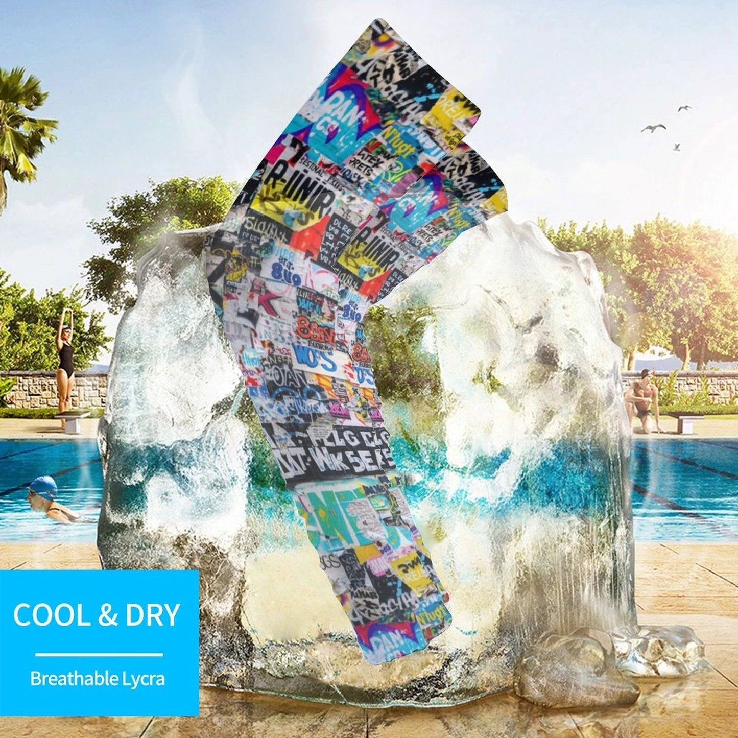 Cooling UV-Proof AOP Arm Sleeves for Active Maximalists — Lycra Sun Protection Pair, Moisture-Wicking Quick-Dry