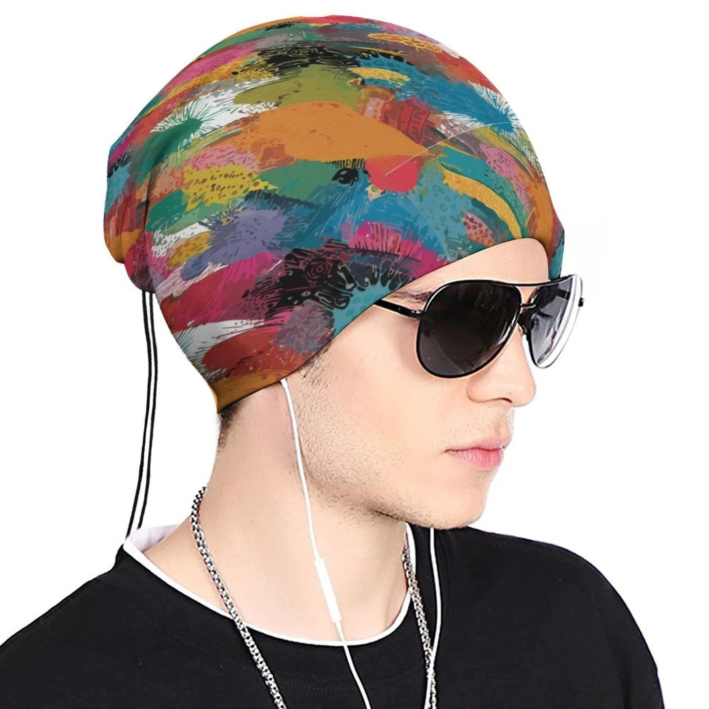 Painted Camo Neck Gaiter — Multicolor Brush-Dab AOP Face Cover for Festival, Trail & Slope Days
