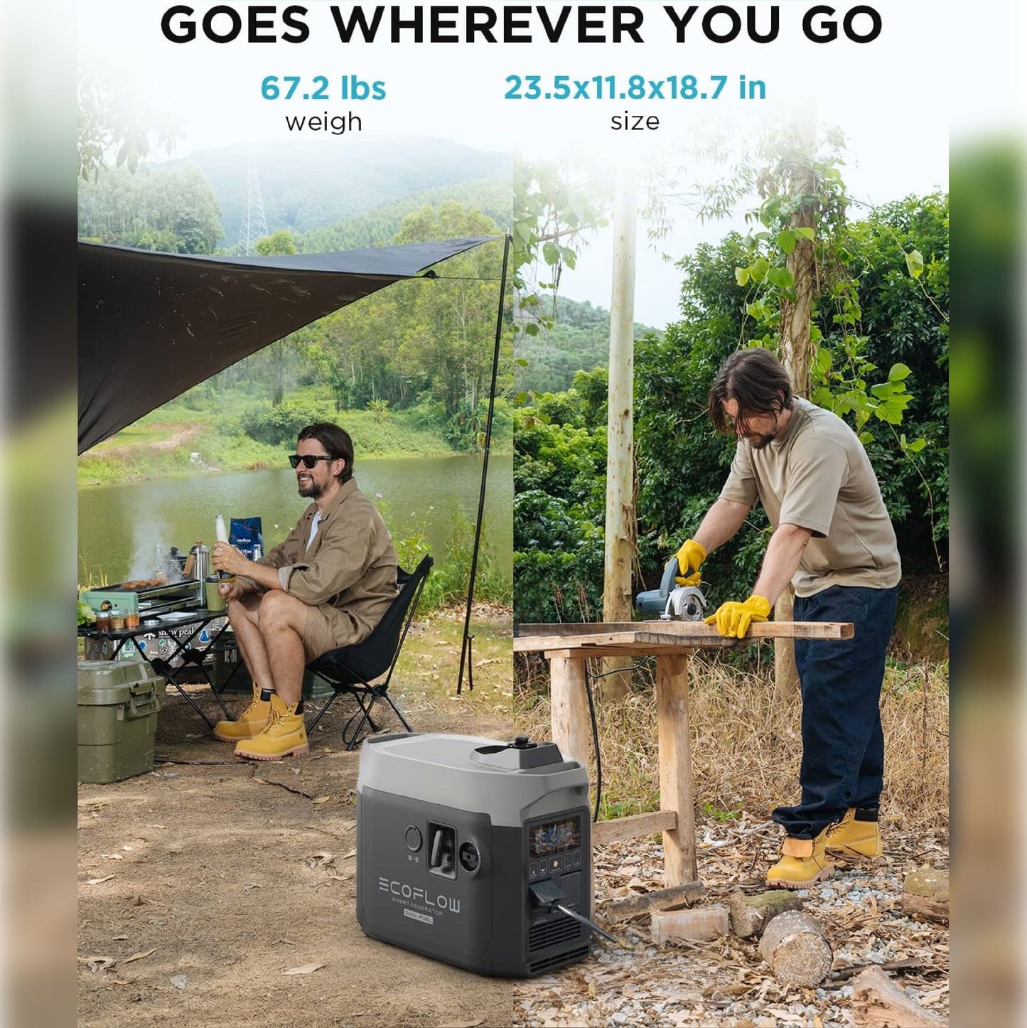EcoFlow Dual Fuel Smart Generator Portable Lightweight Multifunctional Large Capacity 220V Either LPG Or Gasoline Emergency Generator Backup Eco Flow