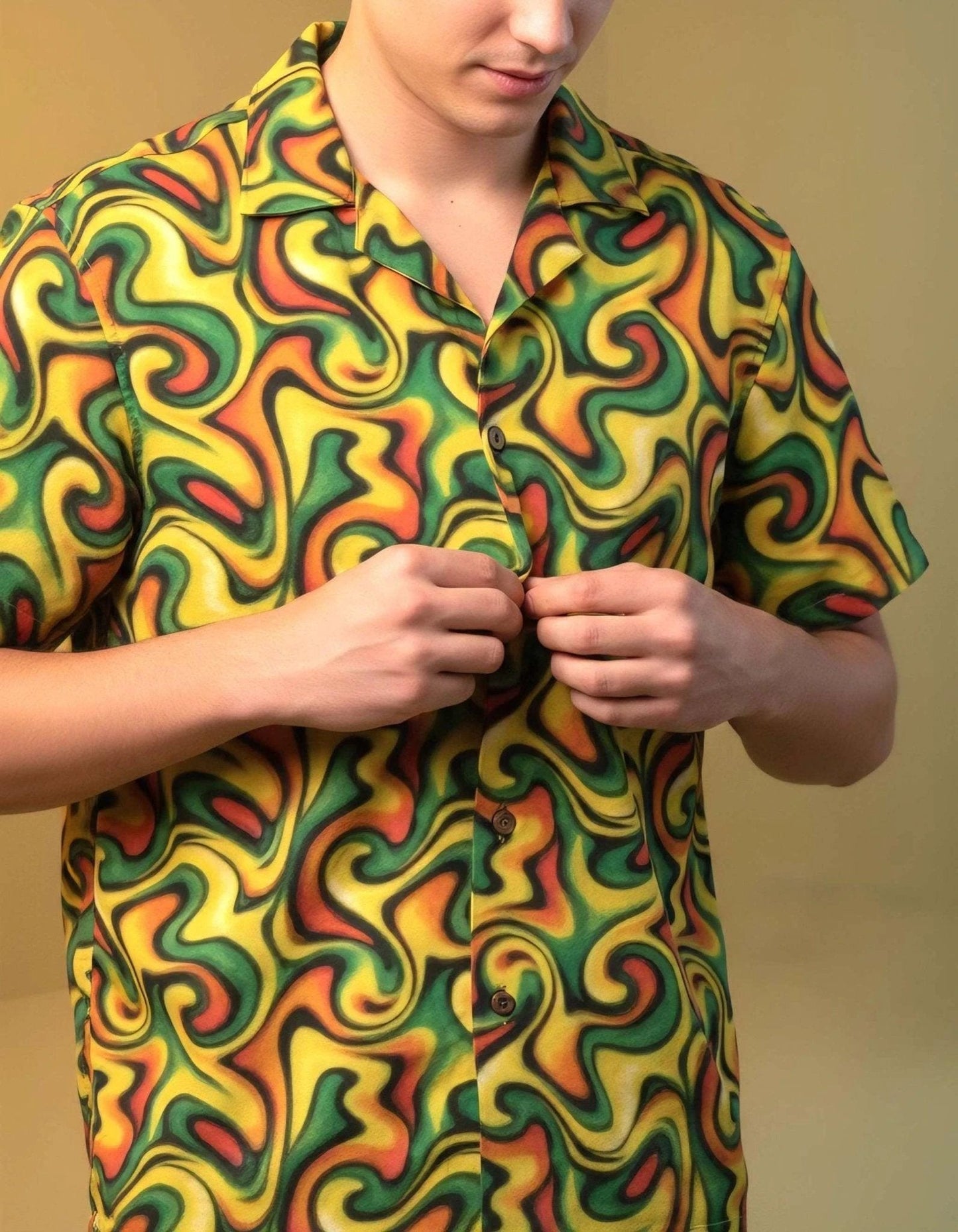 Retro Boundless Swirl Hawaiian Shirt | 70s Psychedelic AOP Camp Shirt for Festival & Summer Style