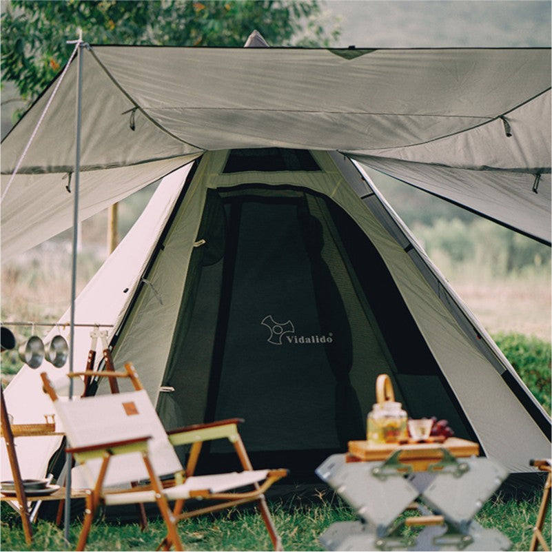 Vidalido Fast Automatic Indian Tent Style Teepee Tent Large Space For Up To 4 Person Quick Build Pyramid Tent 7.2m² Interior Space Waterproof Camping