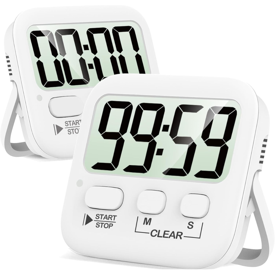 Kitchen Timer Digital Magnetic 2 Pack Countdown Stopwatch