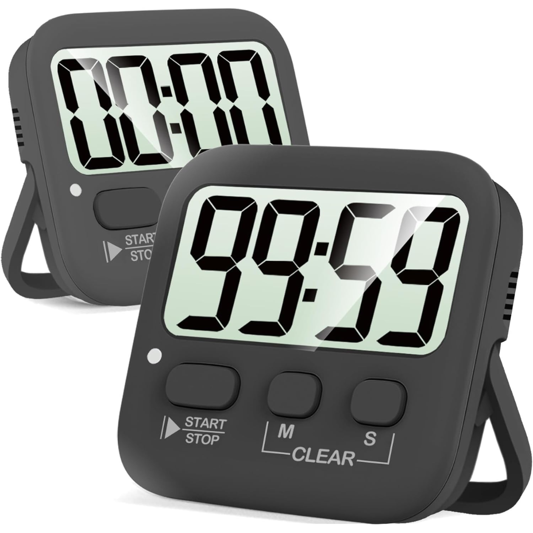 Kitchen Timer Digital Magnetic 2 Pack Countdown Stopwatch