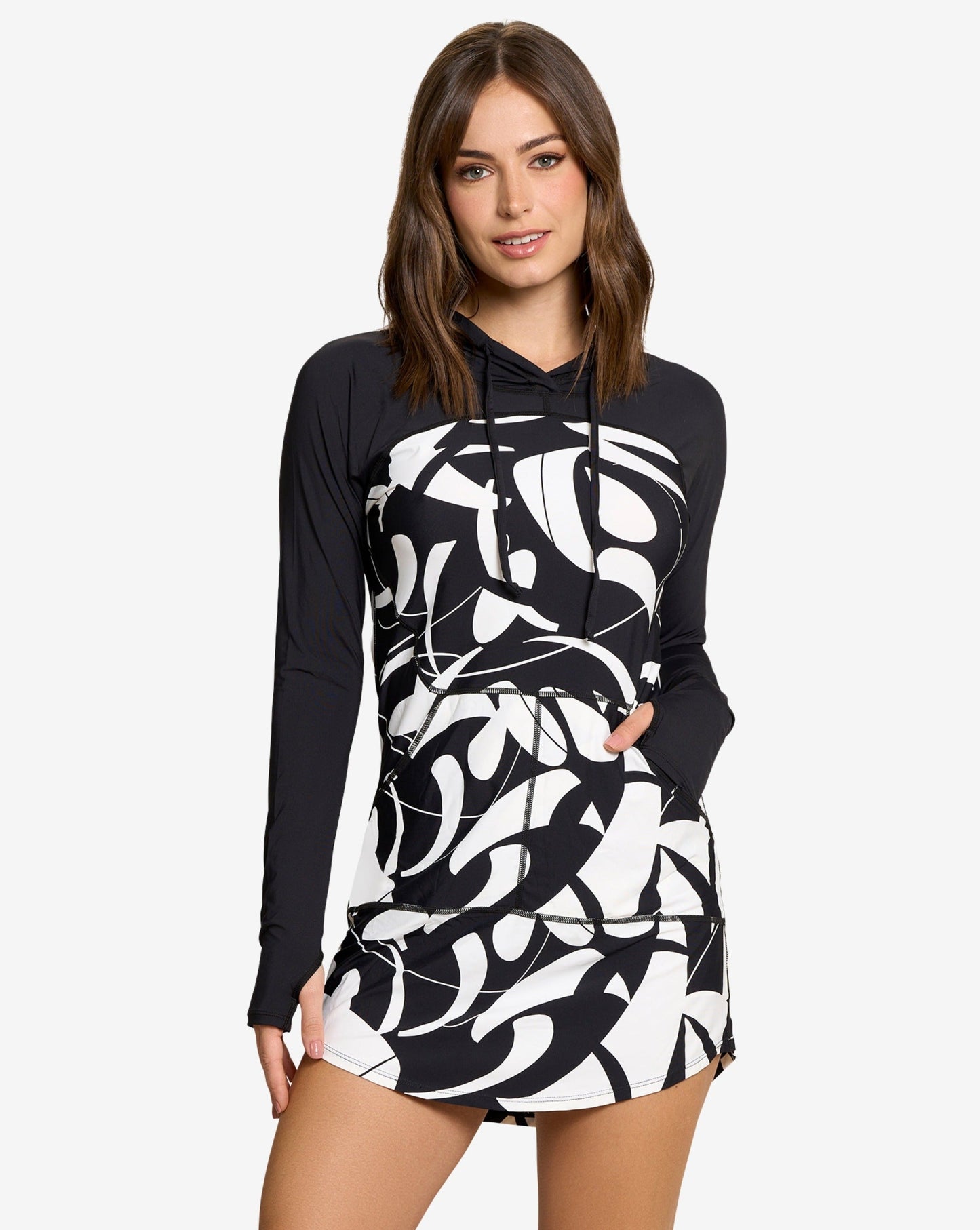 CLEARANCE - BLOQUV x JANTZEN- WOMEN'S RELAXED HOODIE DRESS (2009JC)