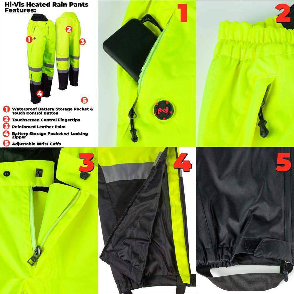 Hi-Vis Heated Waterproof Pants ANSI Certified
