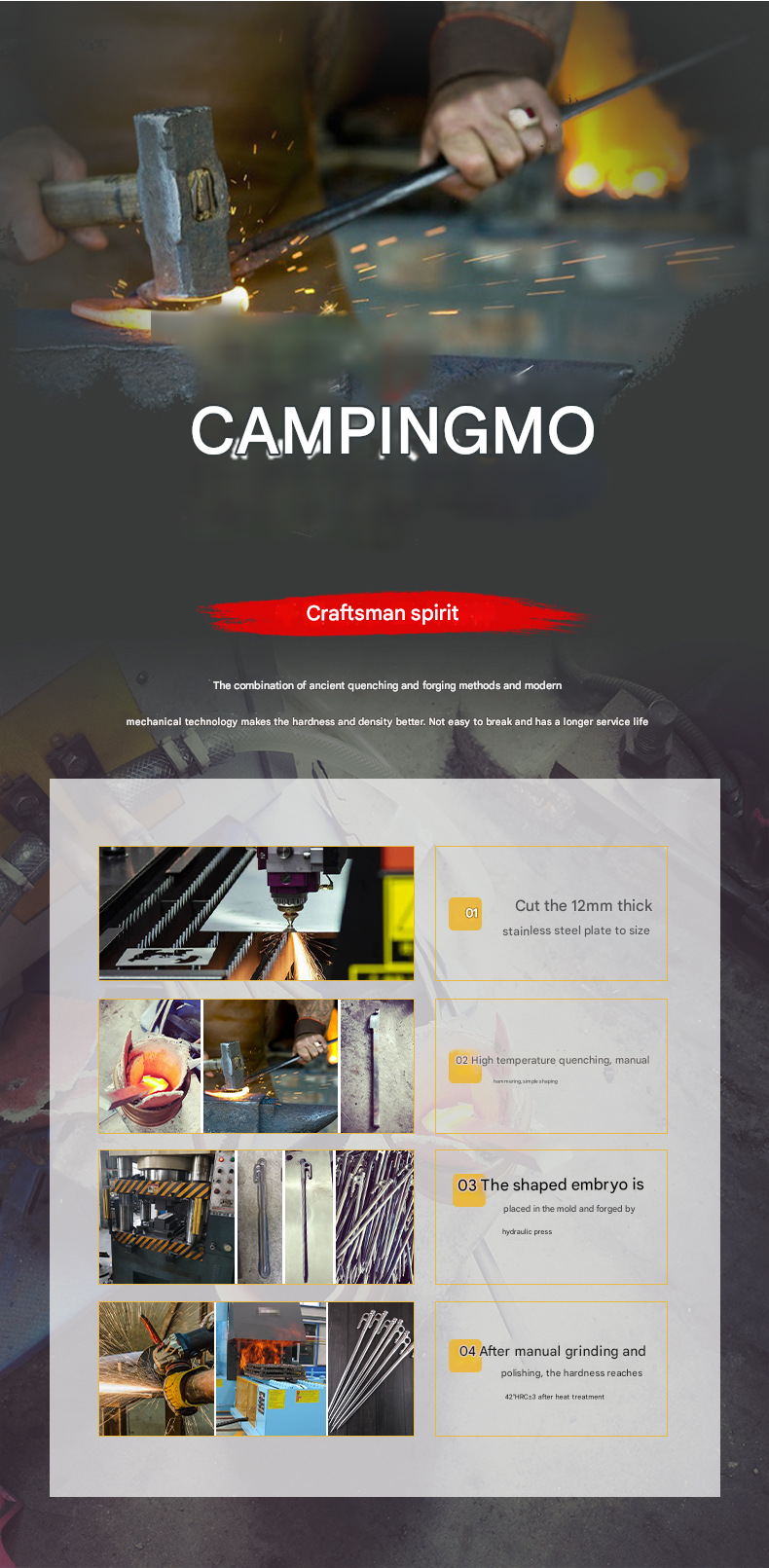 Campingmoon K Series Tent Peg Stakes Pure Forged 420 Stainless Steel Ultra Heavy Duty 20 26 30 35 40 CM Outdoor Camping Canopy Ground Nails Tent