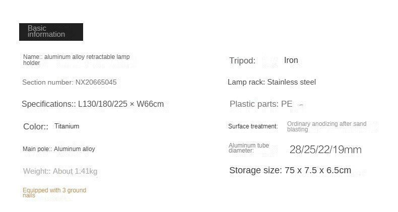 Mobi Garden Telescopic Light Stand Portable Retractable Lamp Holder Pole Tripod Stand 2.2m Stretchable Four Gear Telescopic Lantern Light Post Rack