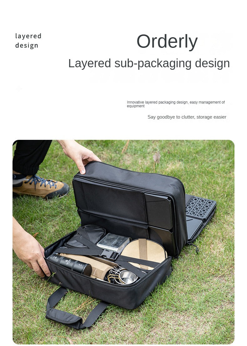 Campingmoon BK-46 Tactical Storage Bag Portable Lightweight IGT Compatible Black Large Integrated Grill Table Storage Tool Bag Accessories Add-ons Outdoor Camping Equipment Tool Cookware Utensil