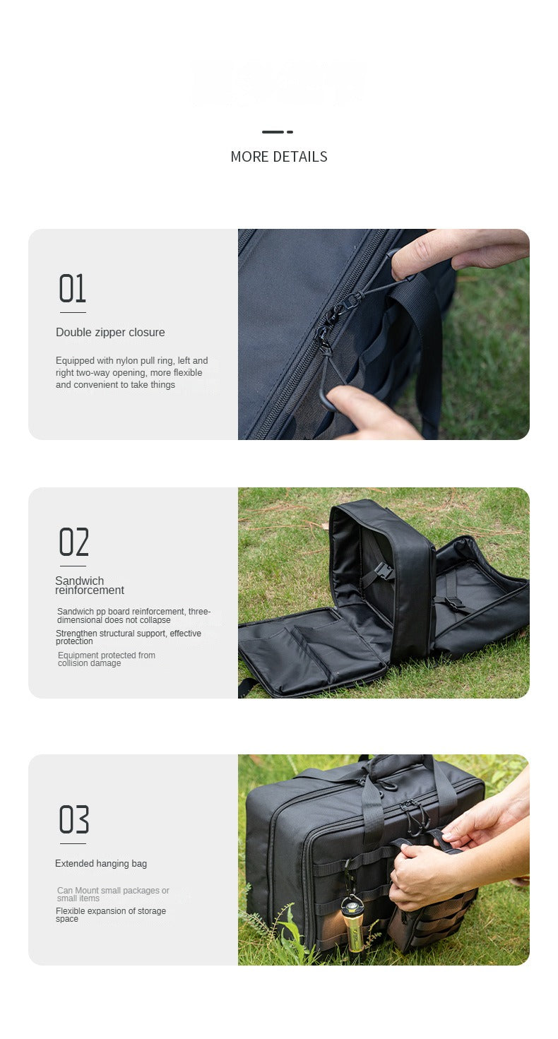 Campingmoon BK-46 Tactical Storage Bag Portable Lightweight IGT Compatible Black Large Integrated Grill Table Storage Tool Bag Accessories Add-ons Outdoor Camping Equipment Tool Cookware Utensil