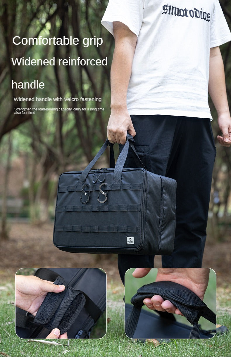 Campingmoon BK-46 Tactical Storage Bag Portable Lightweight IGT Compatible Black Large Integrated Grill Table Storage Tool Bag Accessories Add-ons Outdoor Camping Equipment Tool Cookware Utensil