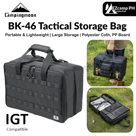 Campingmoon BK-46 Tactical Storage Bag Portable Lightweight IGT Compatible Black Large Integrated Grill Table Storage Tool Bag Accessories Add-ons Outdoor Camping Equipment Tool Cookware Utensil