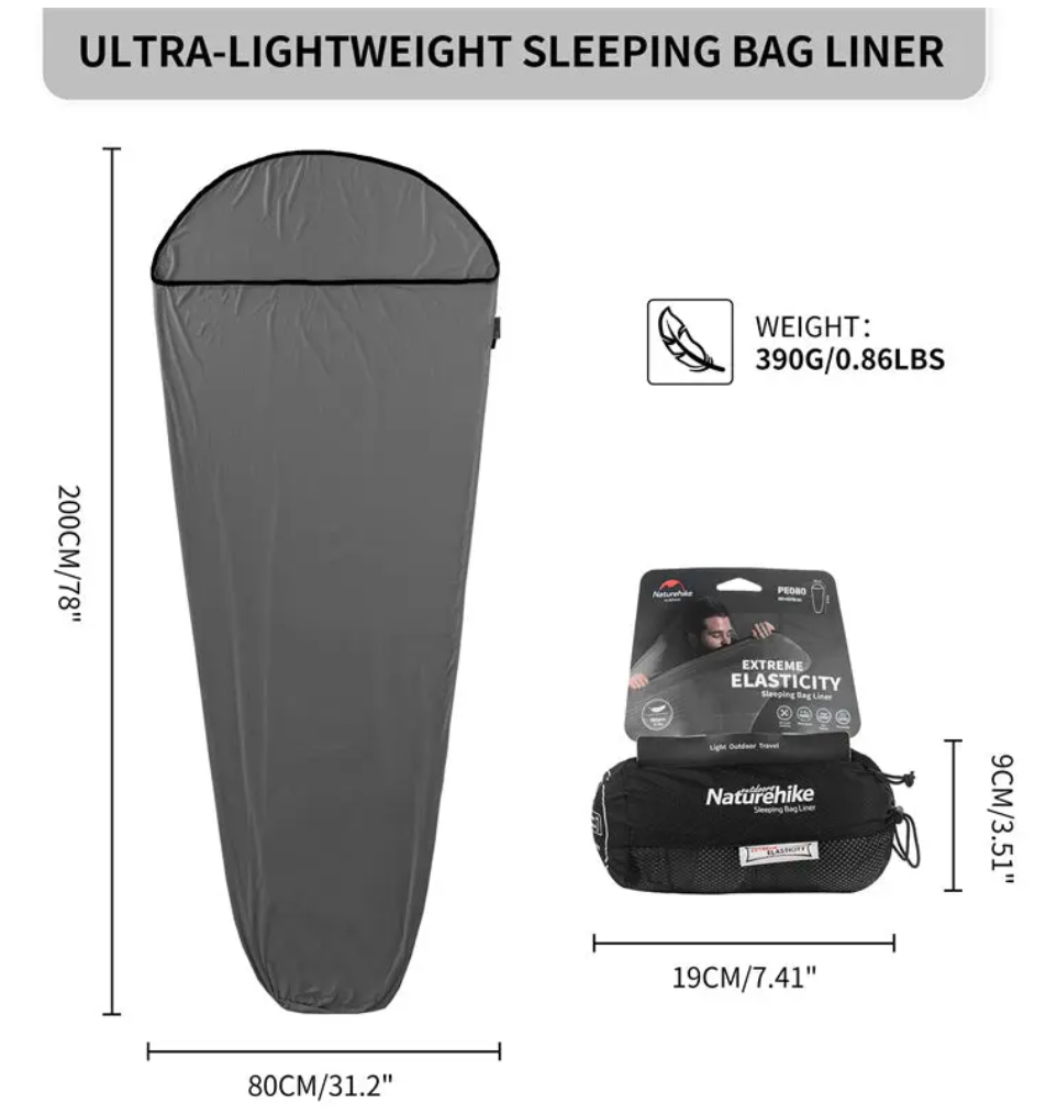 Naturehike Sleeping Bag Liner Portable Lightweight High Elasticity Anti-Pulling Anti-Tearing Skin-Friendly Outdoor Camping Travel Hotel Sheet
