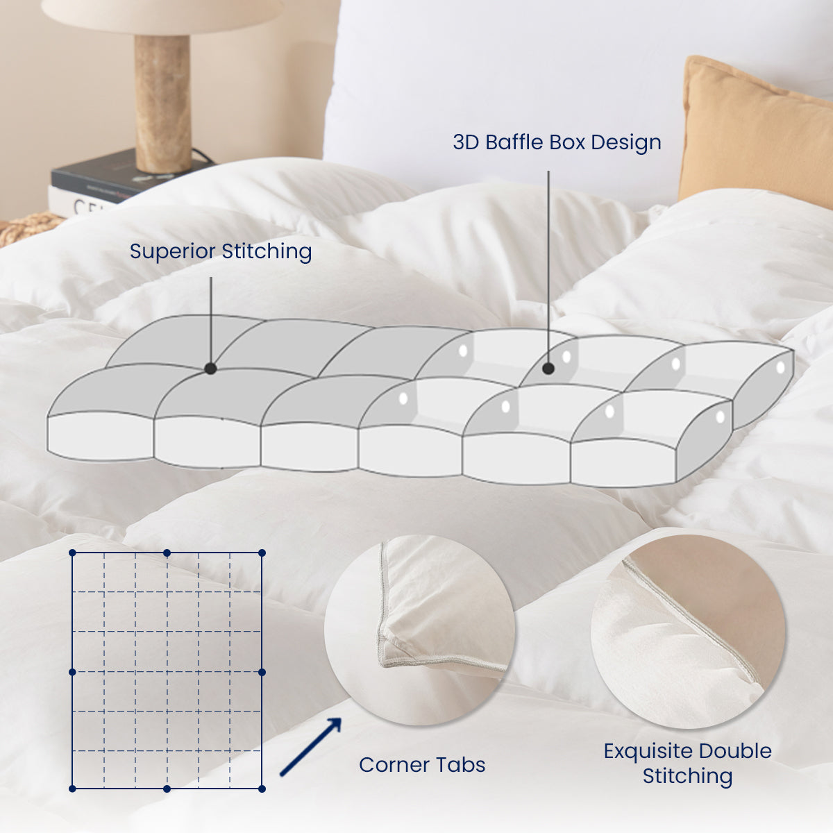 Rose Silent™ Smooth Goose Down Duvet Insert For Deep Sleep