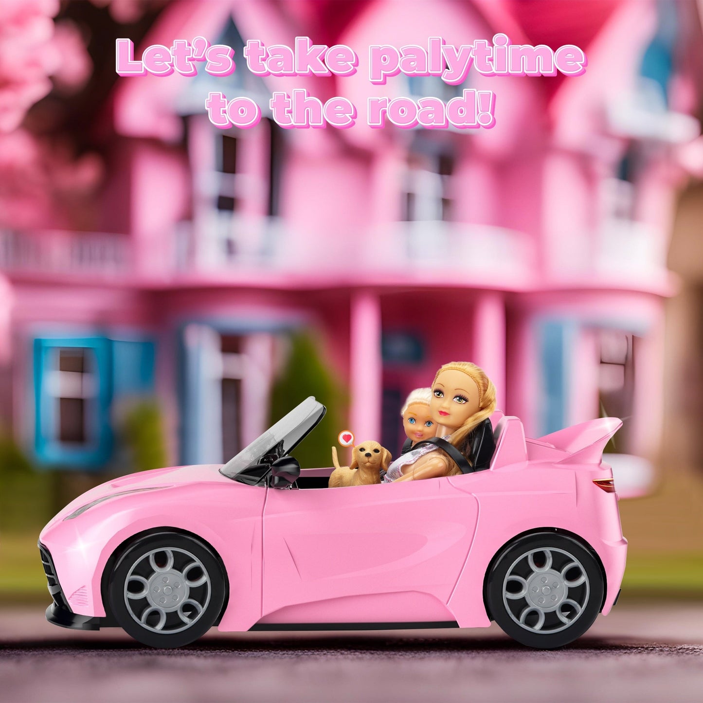 Youngsters' Doll Sports Car Model with DIY Gem Stickers TJR2D6C