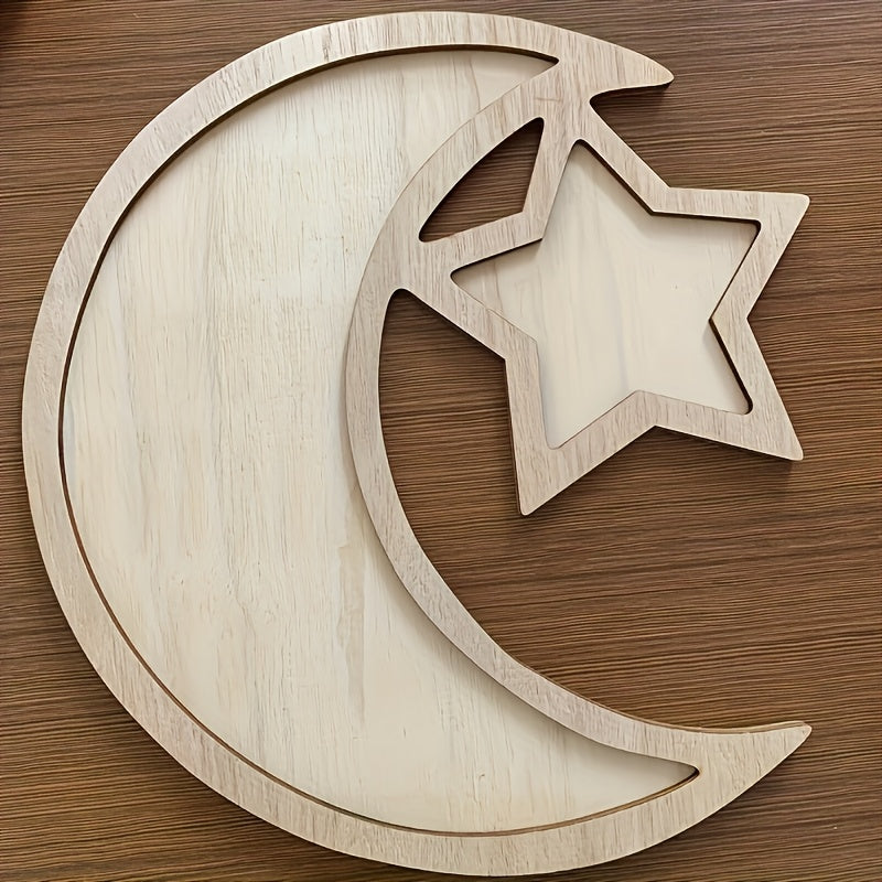 Ramadan Wooden Moon and Star Snack Tray - U2NK