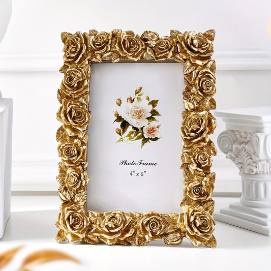 Vintage Golden Rose Lace Photo Frame - V2MD