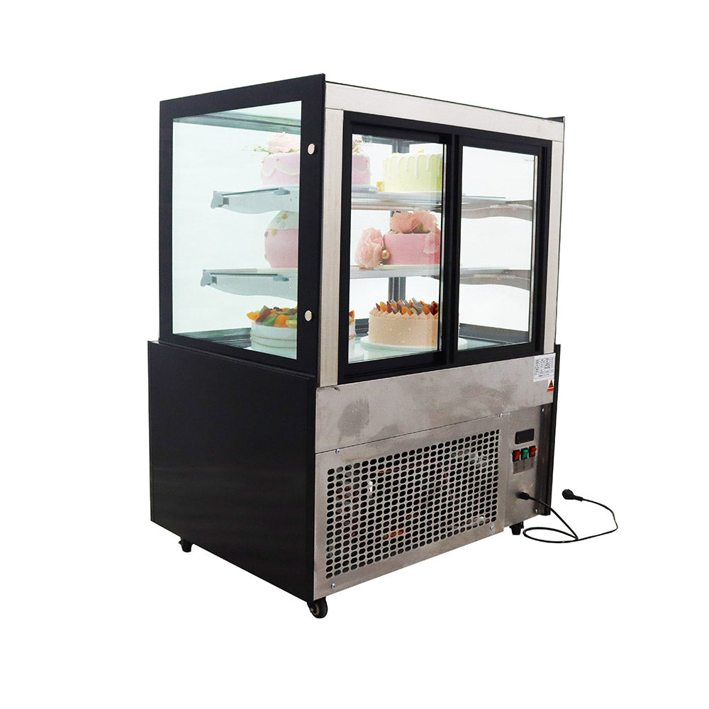 Floor-standing right angle cake refrigerated display cabinet