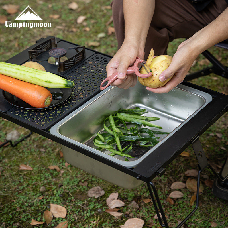 Campingmoon CK-26 IGT One Unit Sink Portable Lightweight Multi-Function Storage Basin Stainless Steel Outdoor Kitchen Sink Add-on Accessories