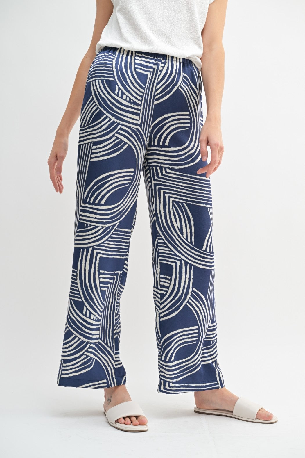 Serenity Abstract Print Satin Pants