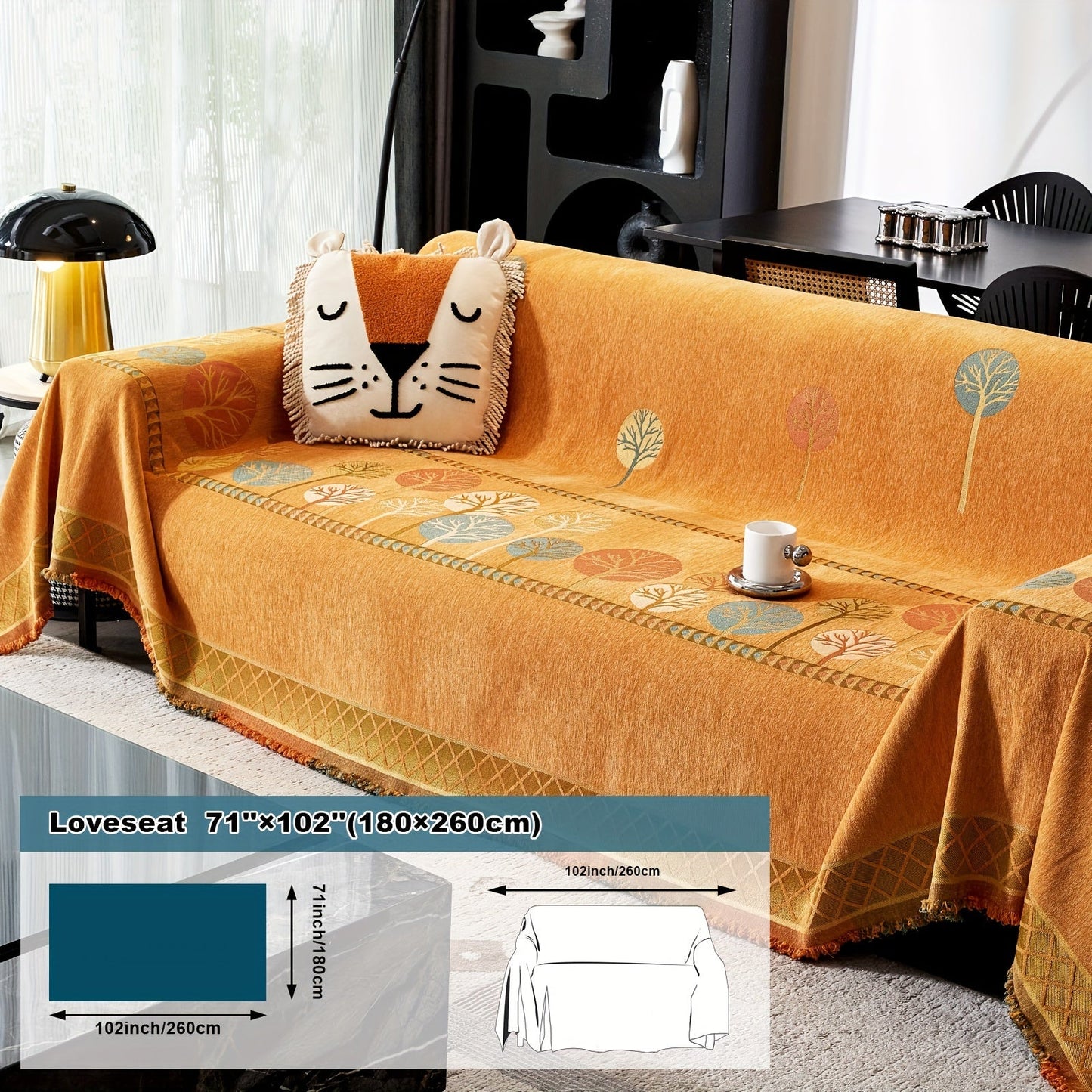 Bohemian Leaf Chenille Sofa Cover-6JTD