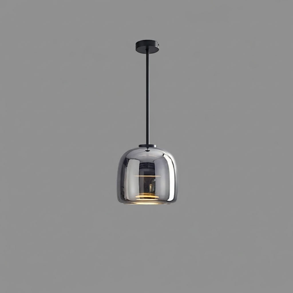 Smoked Glass Dome Pendant Lights With Black Cord