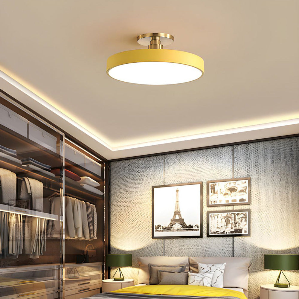 Modern Circular LED Flush Mount Ceiling Light With Iron Frame