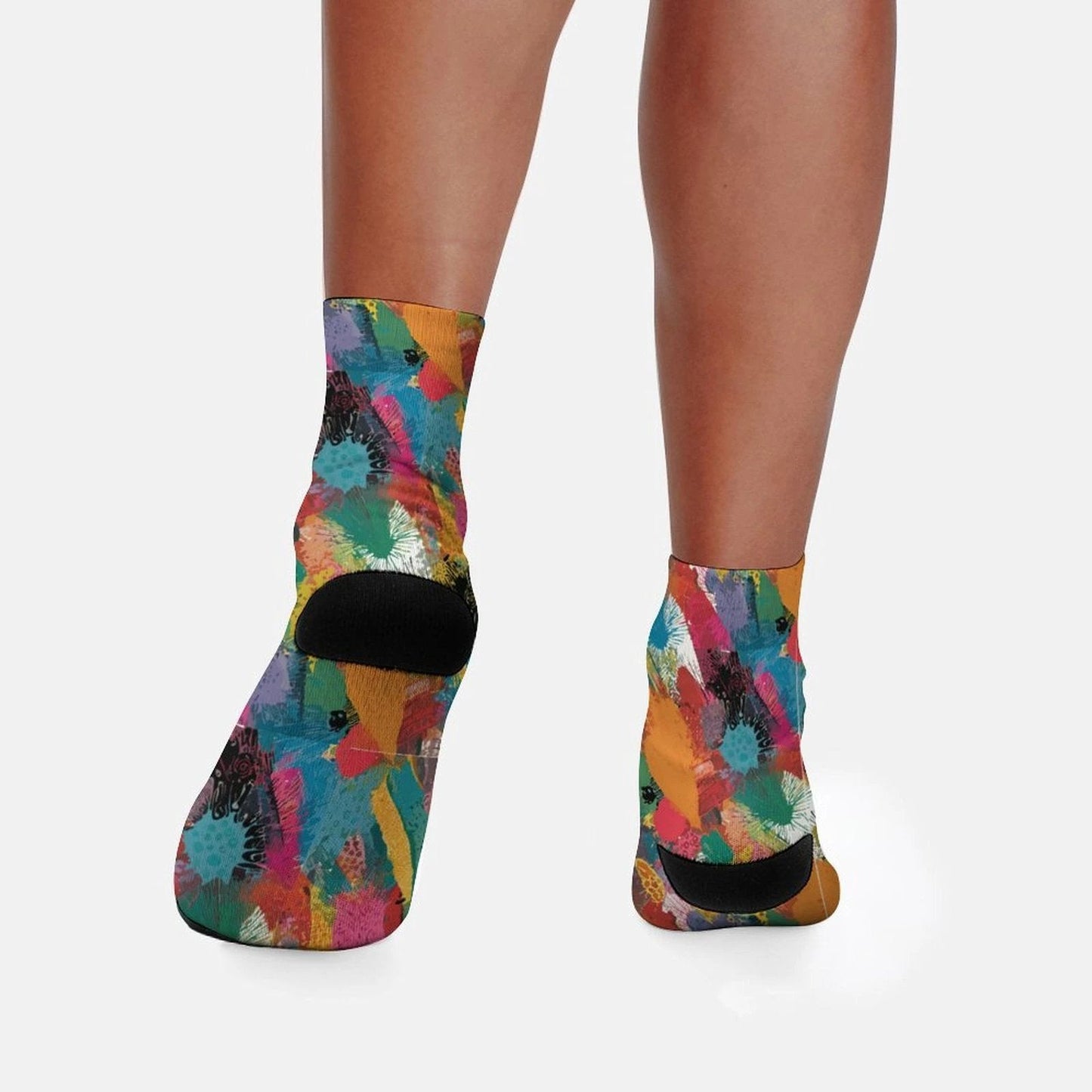 Painted Camo Striped Stockings — Multicolor Brush-Dab Knee Socks, Loud Sock Game
