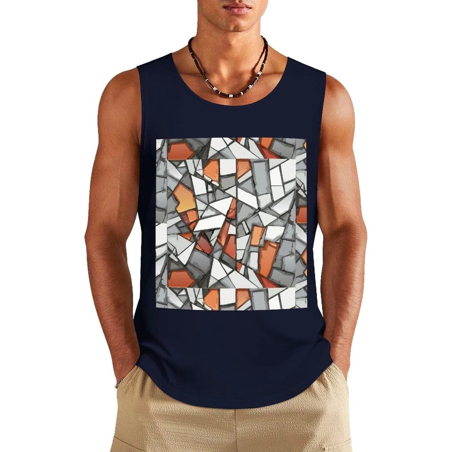 Graffiti Frame Cotton Tank Top — Teal Tank with Street Art Chest Print for Summer Sessions