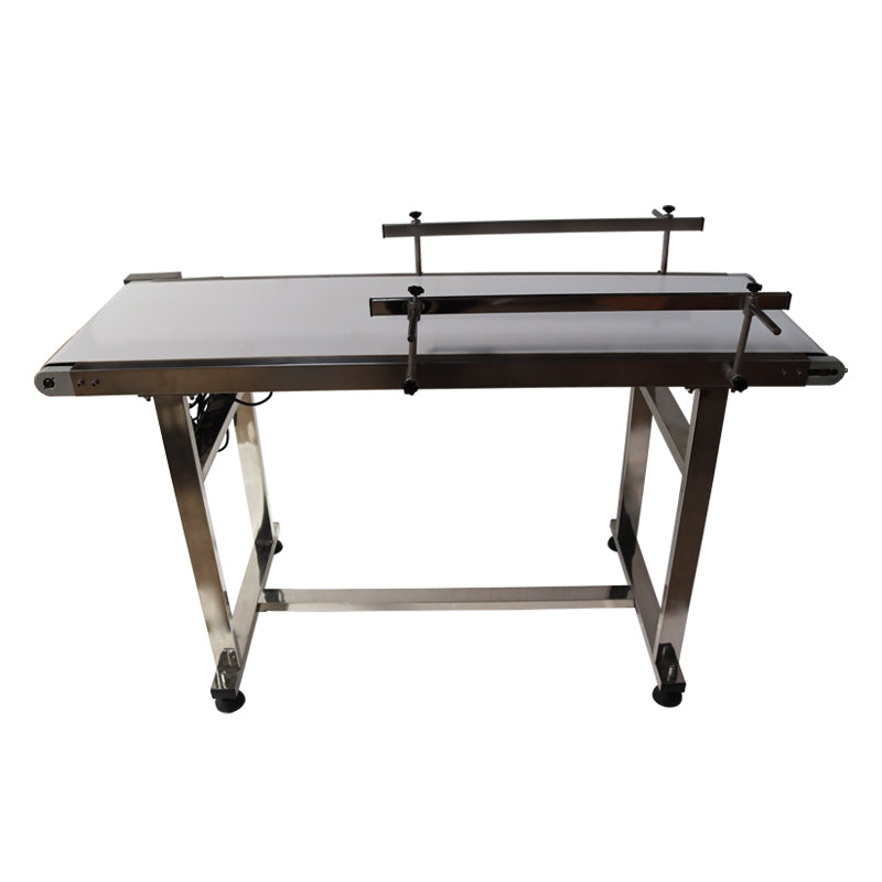 110V 1.35m White PVC Conveyor With Double Guardrail