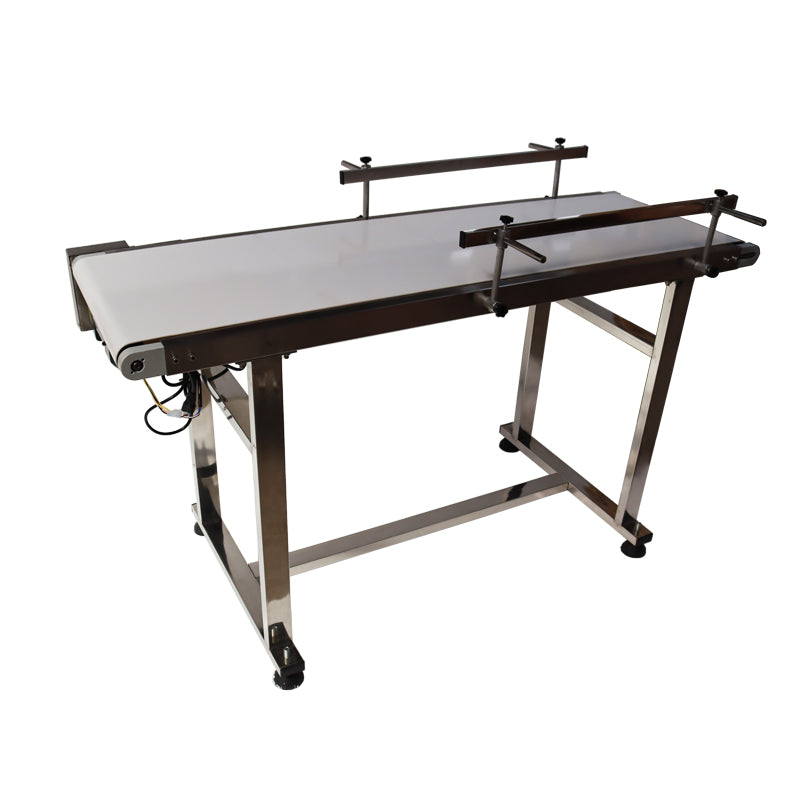 110V 1.35m White PVC Conveyor With Double Guardrail
