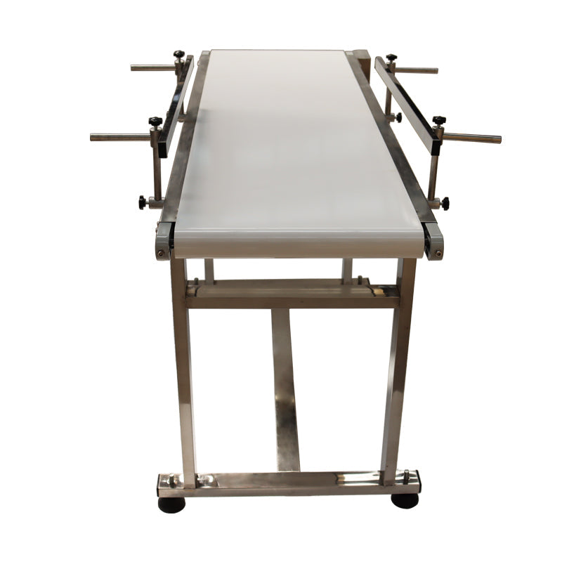 110V 1.35m White PVC Conveyor With Double Guardrail