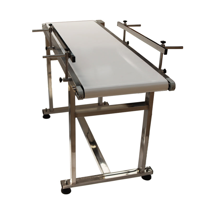 110V 1.35m White PVC Conveyor With Double Guardrail
