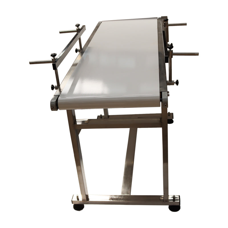 110V 1.35m White PVC Conveyor With Double Guardrail