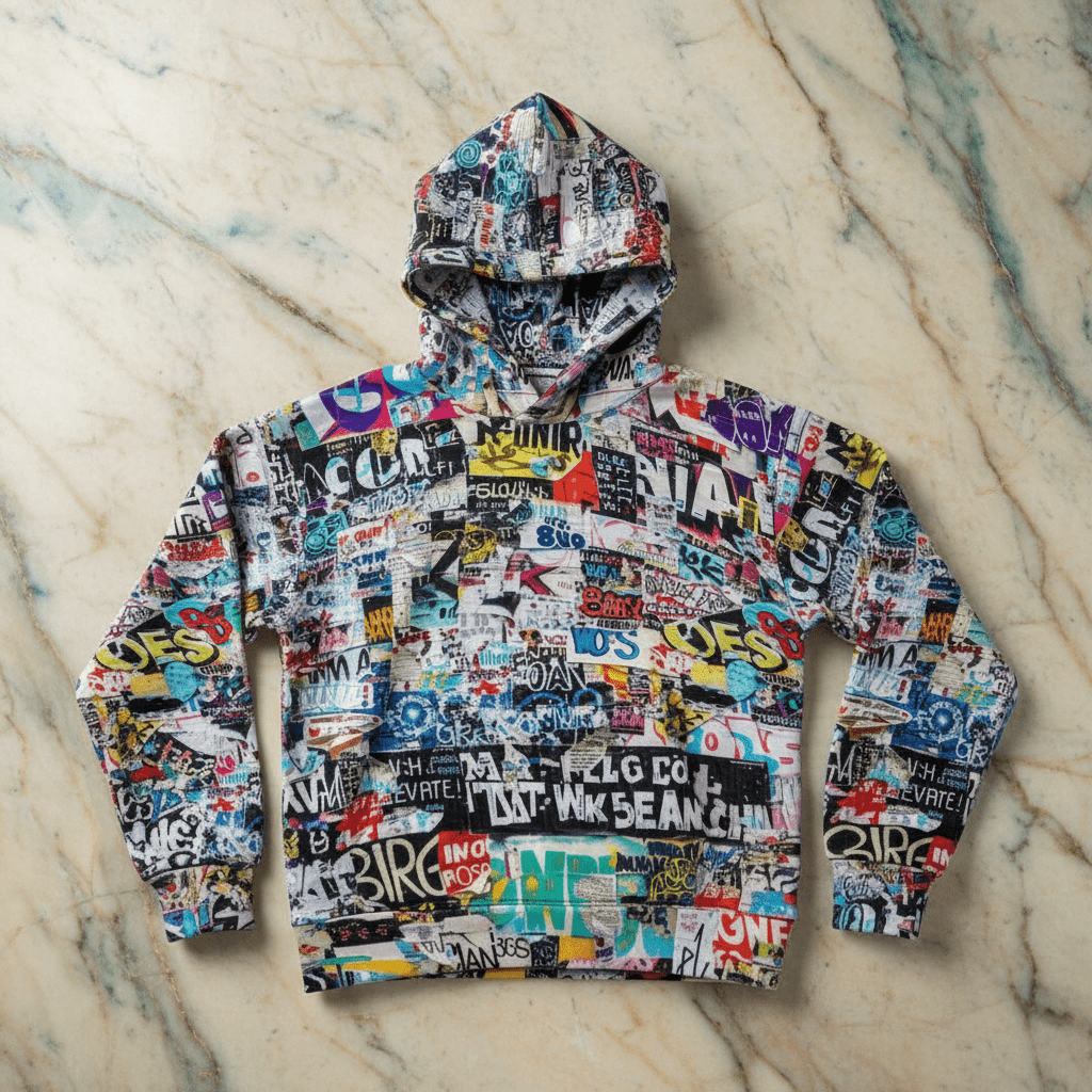 Mini Maximalist AOP Kids Hoodie | 230gsm Terylene Children's Sweatshirt — Bold Print, No-Drawstring Safety Design
