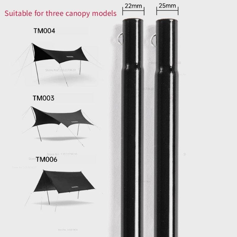 BLACKDOG Canopy 4-Section Tarp Pole Rod 2.4m Length 22mm 25mm Diameter Steel Iron Heavy Duty Outdoor Camping Portable Awning Tarp Tent Pole