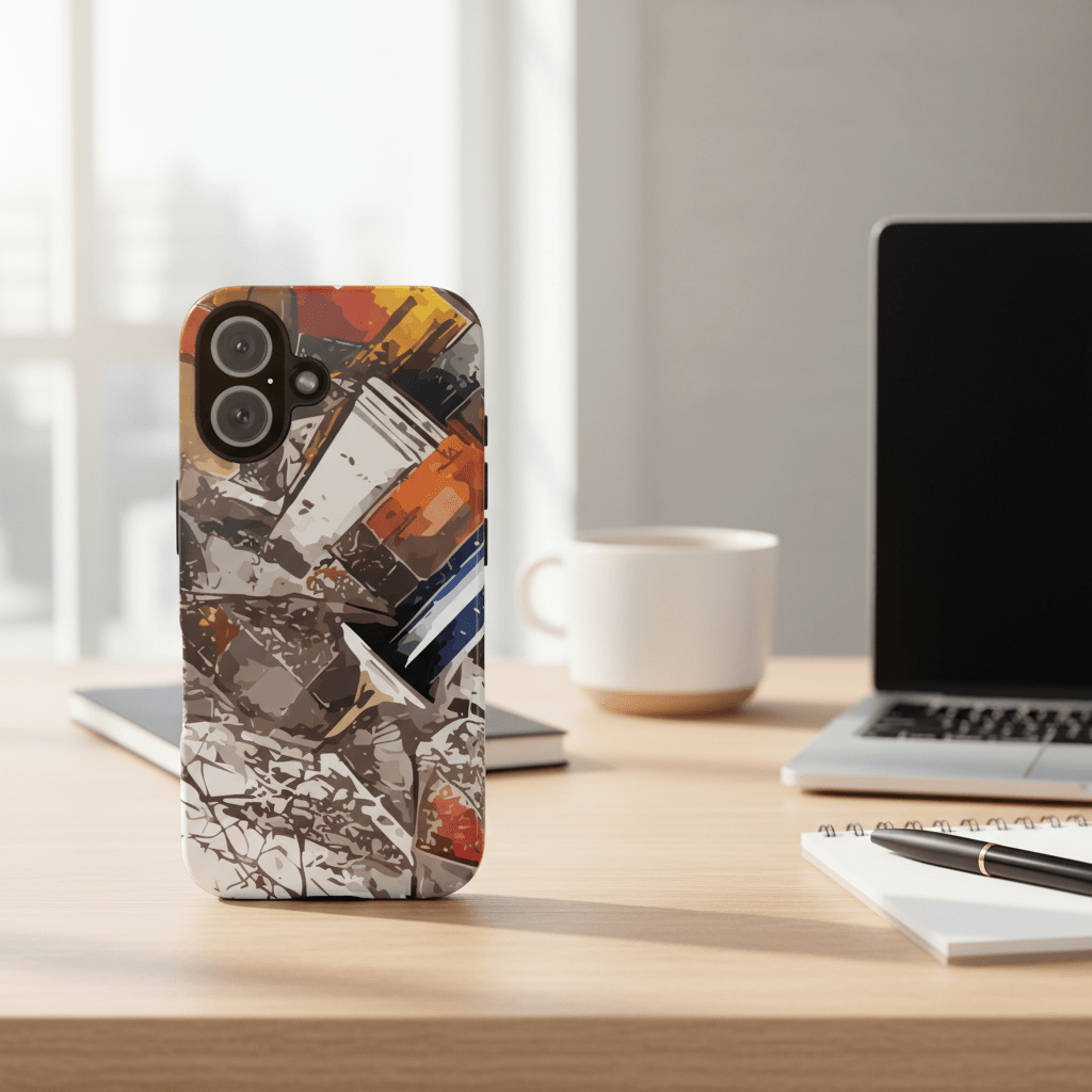 Camping Container Abstract AOP Tough Phone Case | UV-Protected Shock-Absorbing TPU Designer Cover — Gorpcore Maximalist Outdoor Tech Gift