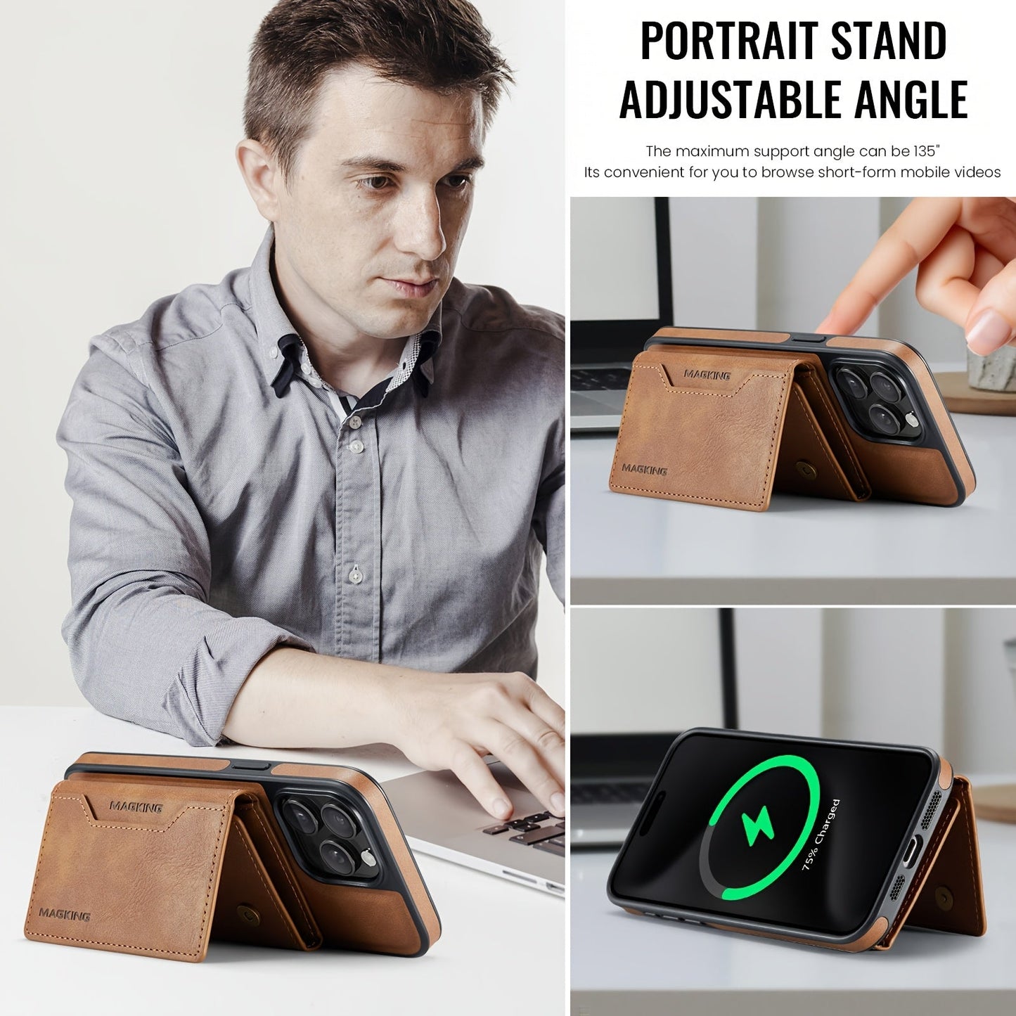 Magnetic Wallet Case for iPhone- HMT24TR