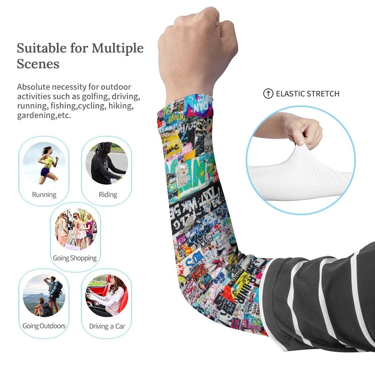 Cooling UV-Proof AOP Arm Sleeves for Active Maximalists — Lycra Sun Protection Pair, Moisture-Wicking Quick-Dry
