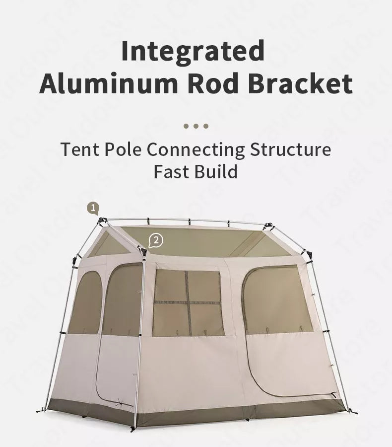 Naturehike Village 5.0 Automatic Tent Gen 1 4 Person Outdoor Camping Glamping Tent Windproof Waterproof Quick Build Camp Cabin Style Family Shelter 5