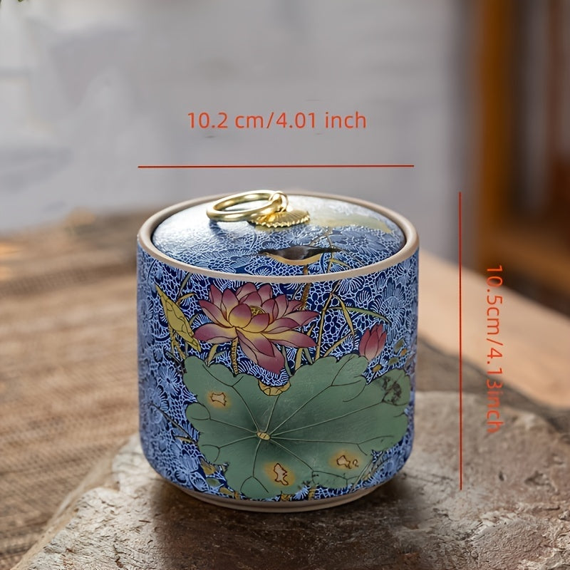 Set of 4 Enamel Glazed Ceramic Tea Storage Jars - WI2N