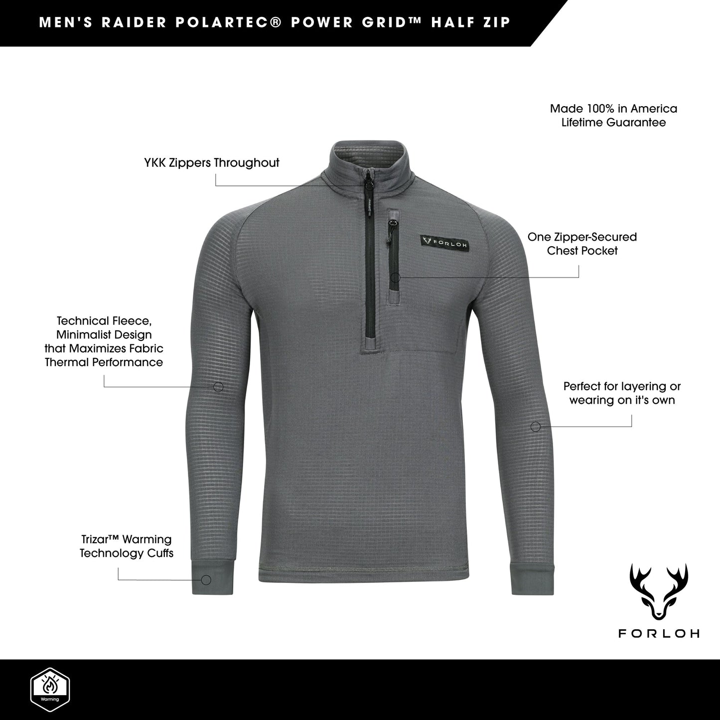 Men's Raider Polartec® Power Grid™ Half Zip