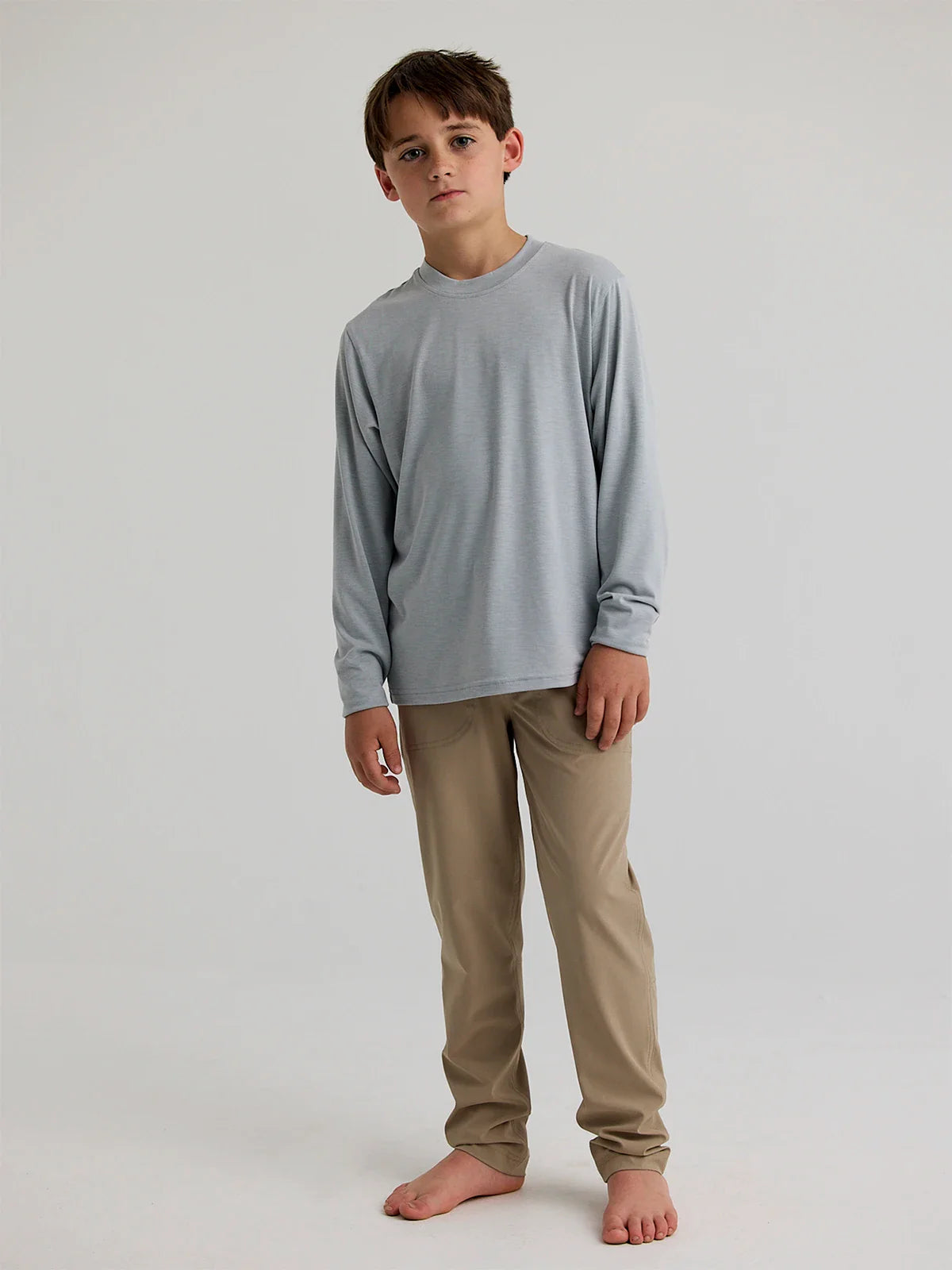 Youth Bamboo Shade Long Sleeve - Heather Aspen Grey
