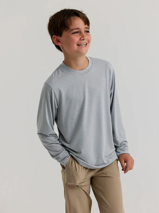 Youth Bamboo Shade Long Sleeve - Heather Aspen Grey