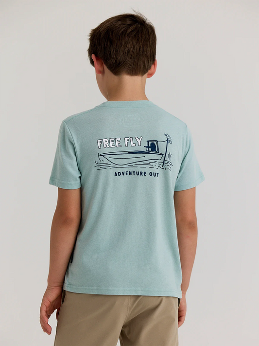 Youth Lazy Tides Tee - Heather Ocean Mist