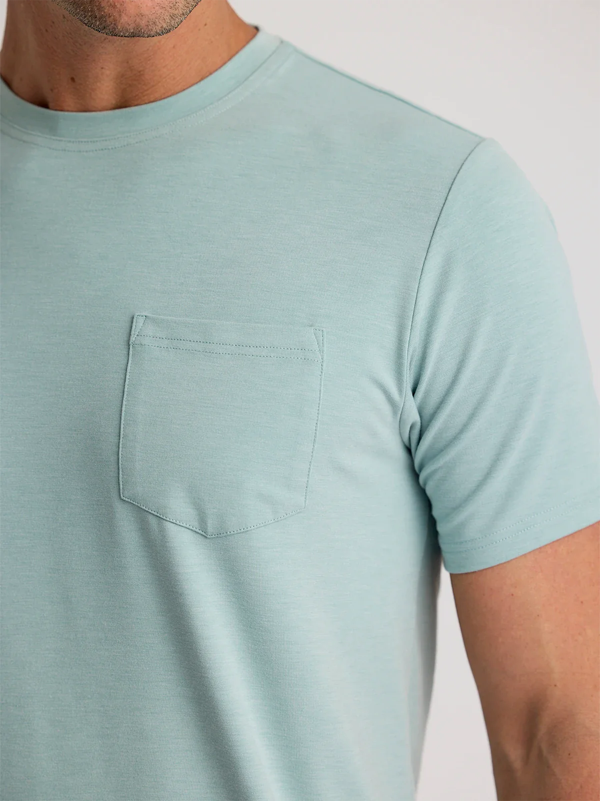 Men's Bamboo Flex Pocket Tee - Heather Ocean Mist